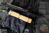 Microtech Ultratech OTF Knife- Double Edge- Frag Pattern Tan G-10 Top- Black Plain Edge Blade 122-1 FRGTTAS