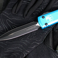Microtech Ultratech OTF Knife- Double Edge- Turquoise Handle- Black Blade 122-1 TQ