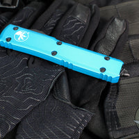 Microtech Ultratech OTF Knife- Double Edge- Turquoise Handle- Black Blade 122-1 TQ