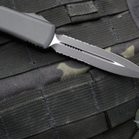 Microtech Ultratech OTF Knife- Double Edge- Black Cerakoted Handle- Black Cerakoted Part Serrated Blade 122-2 CBK 2018