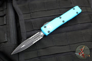 Microtech Ultratech OTF Knife- Double Edge- Turquoise Handle- Black Part Serrated Blade 122-2 TQ