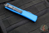 Microtech Ultratech OTF Knife- Double Edge- Blue Handle- Black Full Serrated Blade 122-3 BL