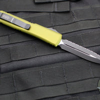 Microtech Ultratech OTF Knife- Double Edge- OD Green Handle- Black Full Serrated Blade 122-3 OD