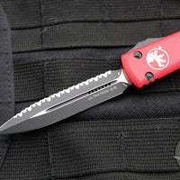Microtech Ultratech OTF Knife- Double Edge- Red Handle- Black Full Serrated Blade 122-3 RD
