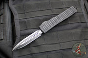 Microtech Ultratech OTF Knife- Double Edge- Tactical- Black G-10 Frag Handle-Black Full Serrated Edge Blade 122-3 TFRGTBKS