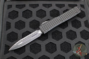 Microtech Ultratech OTF Knife- Double Edge- Tactical- Black Frag Handle-Black Full Serrated Edge Blade 122-3 TFRS