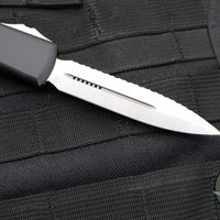 Microtech Ultratech Black Double Edge OTF Knife Satin Full Serrated Blade 122-6