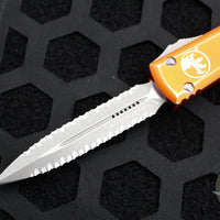 Microtech Ultratech OTF Knife- Double Edge- Distressed Orange Handle- Apocalyptic Double Full Serrated Blade 122-D12 DOR