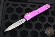 Microtech Ultratech OTF Knife- Double Edge- Distressed Violet Handle- Apocalyptic Double Full Serrated Blade 122-D12 DVI