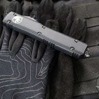 Microtech Ultratech OTF Knife- Double Edge- Tactical- Black Handle- Black Double Full Serrated Blade 122-D3 T