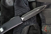 Microtech Ultratech OTF Knife- Double Edge- Tactical- Black Handle- Black Double Full Serrated Blade 122-D3 T 2020