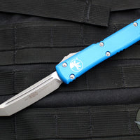 Microtech Ultratech OTF Knife- Tanto Edge- Blue Handle- Apocalyptic Blade 123-10 APBL