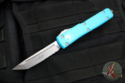 Microtech Ultratech OTF Knife- Tanto Edge- Turquoise Handle- Stonewash Part Serrated Blade 123-11 TQ