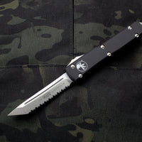 Microtech Ultratech OTF Knife- Tanto Edge- Black Handle- Stonewash Full Serrated Blade 123-12 SLIGHTLY USED