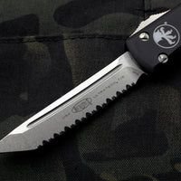 Microtech Ultratech OTF Knife- Tanto Edge- Black Handle- Stonewash Full Serrated Blade 123-12 SLIGHTLY USED