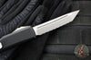 Microtech Ultratech OTF Knife- Tanto Edge- Black Handle- Stonewash Full Serrated Blade 123-12