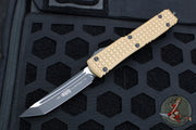 Microtech Ultratech OTF Knife- Tanto Edge- Frag Pattern Tan G-10 Top- Black Plain Edge Blade 123-1 FRGTTAS