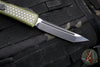 Microtech Ultratech OTF Knife- Tanto Edge- Hex Pattern Weathered OD Green Handle- Distressed Black Blade 123-1 HXWODS
