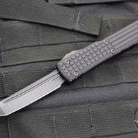 Microtech Ultratech OTF Knife- Delta- SHADOW- Tanto Edge- Frag Black Handle- Black DLC Plain Edge Blade- DLC HW- Nickel Boron Internals 123-1UT-DSH