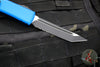 Microtech Ultratech OTF Knife- Tanto Edge- Blue Handle- Black Part Serrated Blade 123-2 BL