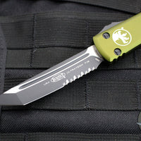 Microtech Ultratech OTF Knife- Tanto Edge- OD Green Handle- Black Part Serrated Blade 123-2 OD