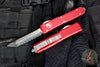 Microtech Ultratech OTF Knife- Tanto Edge- Red Handle With Satin Full Serrated Blade 123-6 RD
