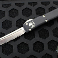 Microtech Ultratech OTF Knife- Tanto Edge- Black Handle- Satin Full Serrated Blade 123-6