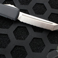 Microtech Ultratech OTF Knife- Tanto Edge- Black Handle- Satin Full Serrated Blade 123-6