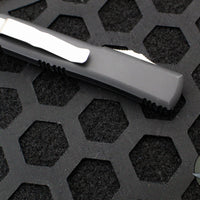 Microtech Ultratech OTF Knife- Tanto Edge- Black Handle- Satin Full Serrated Blade 123-6