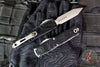 Microtech UTX-85 OTF Knife- GEN IV- Spartan Edge- Black Topographic Patterned Handle- Apocalyptic Finished Blade 12304TP-10 AP