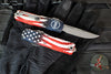 Microtech UTX-85 OTF Knife- GEN IV- Single Edge- Special 250th US Flag Graphic Handle- Apocalyptic Finished Blade 12314-10 APS-4J250