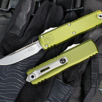 Microtech UTX-85 OTF Knife- GEN IV- Single Edge- OD Green Handle- Stonewash Blade 12314-10 OD
