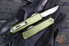 Microtech UTX-85 OTF Knife- GEN IV- Single Edge- OD Green Handle- Apocalyptic Part Serrated Blade 12314-11 APOD