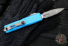 Microtech UTX-85 OTF Knife- GEN III- Double Edge- Blue Handle- Apocalyptic Blade 1232-10 APBL