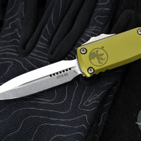 Microtech UTX-85 OTF Knife- GEN III- Double Edge- OD Green Handle- Stonewash Blade 1232-10 OD