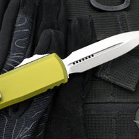 Microtech UTX-85 OTF Knife- GEN III- Double Edge- OD Green Handle- Stonewash Blade 1232-10 OD