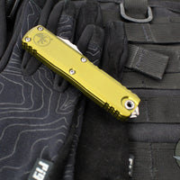 Microtech UTX-85 OTF Knife- GEN III- Double Edge- OD Green Handle- Stonewash Blade 1232-10 OD