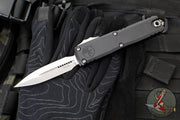 Microtech UTX-85 OTF Knife- GEN III- Double Edge- Black Handle- Stonewash Blade 1232-10