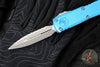 Microtech UTX-85 OTF Knife- GEN III- Double Edge- Blue Handle- Apocalyptic Full Serrated Blade 1232-12 APBL