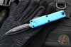 Microtech UTX-85 OTF Knife- GEN III- Double Edge- Blue Handle- Black Blade 1232-1 BL