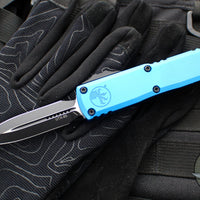 Microtech UTX-85 OTF Knife- GEN III- Double Edge- Blue Handle- Black Blade 1232-1 BL