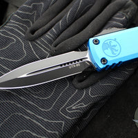 Microtech UTX-85 OTF Knife- GEN III- Double Edge- Blue Handle- Black Blade 1232-1 BL