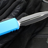 Microtech UTX-85 OTF Knife- GEN III- Double Edge- Blue Handle- Black Blade 1232-1 BL