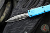 Microtech UTX-85 OTF Knife- GEN III- Double Edge- Blue Handle- Black Part Serrated Blade 1232-2 BL