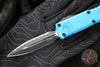Microtech UTX-85 OTF Knife- GEN III- Double Edge- Blue Handle- Black Full Serrated Blade 1232-3 BL