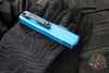 Microtech UTX-85 OTF Knife- GEN III- Double Edge- Blue Handle- Black Full Serrated Blade 1232-3 BL
