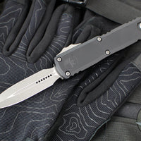 Microtech UTX-85 OTF Knife- GEN IV- Double Edge- Black Handle- Apocalyptic Finished Blade 12324-10 AP