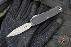 Microtech UTX-85 OTF Knife- GEN IV- Double Edge- Black Handle- Apocalyptic Finished Blade 12324-10 AP