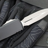 Microtech UTX-85 OTF Knife- GEN IV- Double Edge- Black Handle- Apocalyptic Finished Blade 12324-10 AP