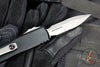 Microtech UTX-85 OTF Knife- GEN IV- Double Edge- Black Handle- Apocalyptic Finished Part Serrated Blade 12324-11 AP